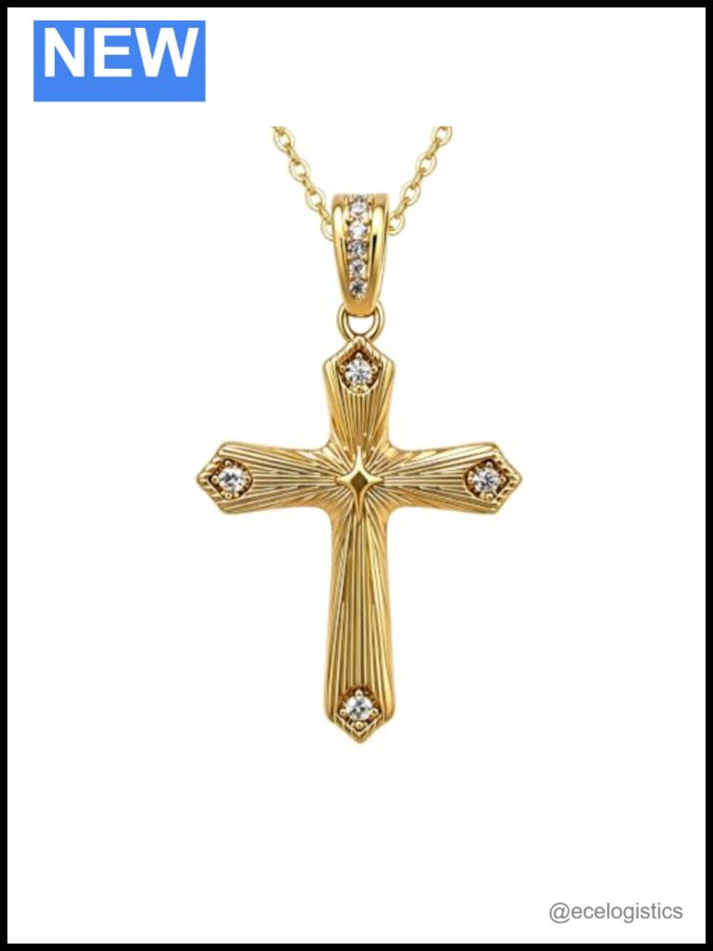14k 18k Gold Plated Cross Necklace Women Elegant Pendant Religious Gift